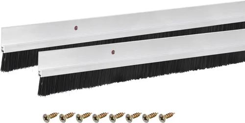 Miniatura 19 de uxcell 2 piezas cepillo de puerta barrido inferior forma H base de aleación de aluminio con cepillo de nailon de 0.4 pulgadas para hogar, industrial