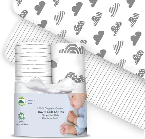 Miniatura 12 de Sábanas bajeras 100% de algodón orgánico para Graco Pack n Play, Babyletto, Pamo Babe, Hiccapop, Dream on Me, Evenflo, Baby Trend, Hygge Hush