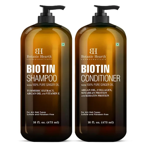 Miniatura 16 de Botanic Hearth Champú y acondicionador de biotina con colágeno Combate la pérdida de cabello y con ginseng coreano y cúrcuma, acondicionador