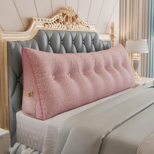 Miniatura 60 de Almohada de cabecera gruesa totalmente rellena individual XL, cabecero acolchado de dormitorio, soporte suave y firme, cojín grande triangular, Azul