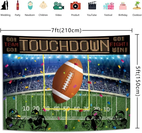 Miniatura 4 de Fondo de fútbol americano de 7 x 5 pies para fotografía de rugby y deportes para fiestas de fútbol americano, suministros de decoración de fiesta