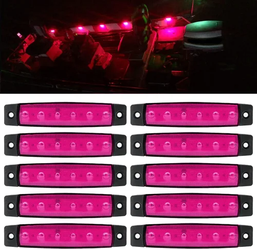 FXC 10x 6 luces LED indicadoras laterales de gálibo para camión, autobús, remolque, luz interior impermeable para barco, luz de popa de cubierta de