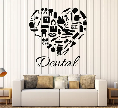 Grande de Vinilo calcomanía decorativo para pared clínica dental dentista odontología pegatinas de decoración mural grande (ig4567 de corazón)