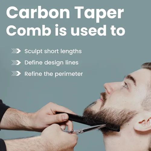 Miniatura 6 de Peines de barbero de fibra de carbono de alta calidad, paquete de 4, peine de barbero resistente al calor, 7.3 pulgadas, ideal para uso doméstico