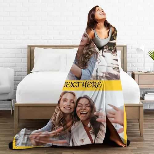 Miniatura 2 de Abybela Manta personalizada con texto fotográfico para regalos de parejas, manta personalizada con imagen, regalos para novio, novia, esposa, Foto-2