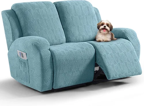 Miniatura 40 de VANSOFY Fundas para sillas reclinables, 4 piezas, elásticas, de tela jacquard, suave funda para silla reclinable, protector de muebles con parte