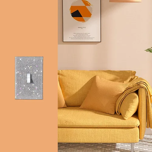 Miniatura 3 de Cubierta de interruptor de luz con brillos genéricos y enchufes, cubierta de placa de pared con diamantes de imitación brillantes, cubiertas de 4