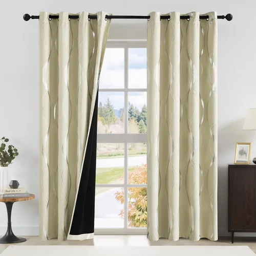 Miniatura 24 de NICETOWN Paneles de Cortinas Opacas para Dormitorio - Tratamiento de Ventanas con Aislamiento Térmico, Ojales Sólidos, Cortinas Opacas con Diseño