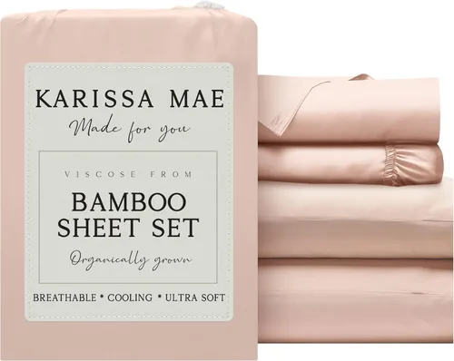 Miniatura 60 de KARISSA MAE Juego de sábanas tamaño individual de viscosa de bambú refrescante, 100% cultivadas orgánicamente, bolsillo profundo de 18 pulgadas