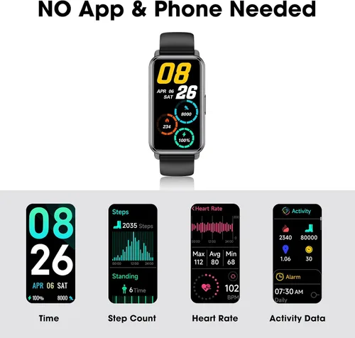 Miniatura 3 de Long Battery Pedometer Watch 14 Days Battery Life, Slim Design No App/Phone Required Fitness Tracker, 50 Meters Waterproof Smart Watch, Heart Rate &