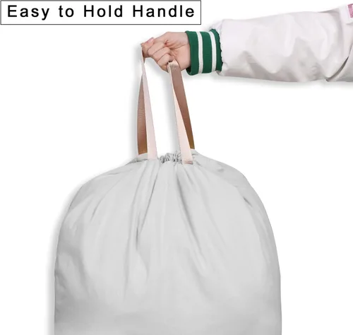 Miniatura 2 de Bolsa de lona de algodón con asas y correas de cordón, bolsas de lavandería extra grandes resistentes para lavandería y hogar, bolsa de ropa sucia