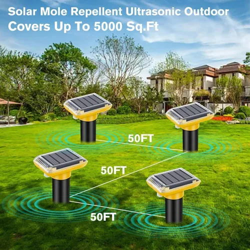 Miniatura 6 de Repelente ultrasónico de topos al aire libre, paquete de 6 repelentes solares para césped y jardín, trampas impermeables para matar topos, repele