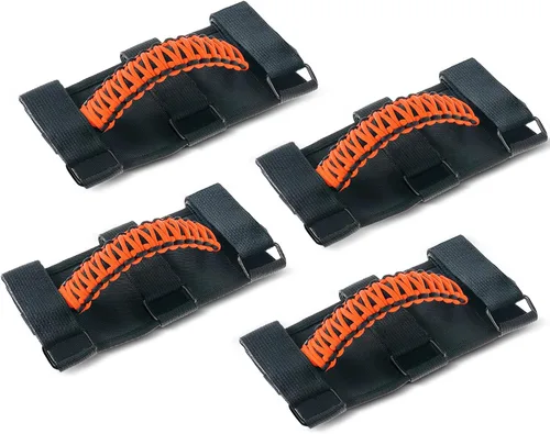 Miniatura 12 de Savadicar Paquete de 4 Asas de Agarre de Barra Enrollable Compatible con 1955-2023 Jeep Wrangler CJ YJ TJ JK JL 4XE & Gladiator JT, Soporte de Negro