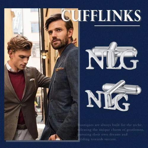 Miniatura 6 de ROSI - Gemelos para hombre, personalizan las camisas con nombre de la letra inicial para hombres, gemelos personalizados para hombres para bodas