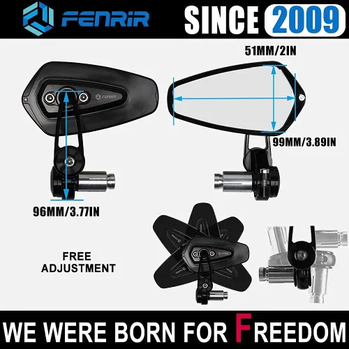 Miniatura 5 de FENRIR Espejo de motocicleta con adaptador para BMW RNINET F800R (2014-2020) S1000R R1200R R1250R F900R S1000RR(2008-2018) F900XR S1000XR R18 R12