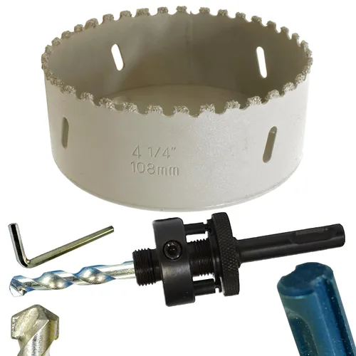 Miniatura 48 de Sierra de agujero HSS con mandril piloto de 2 piezas de alta velocidad para perforar madera y acero, broca de 1/4" de diámetro y eje, broca piloto