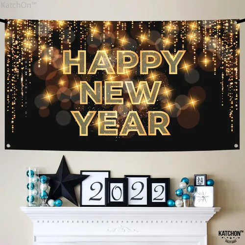 Miniatura 9 de KatchOn, XtraLarge - Cartel de feliz año nuevo – 72 x 44 pulgadas Fondo de feliz año nuevo para decoraciones de Año Nuevo 2026 Cartel de víspera