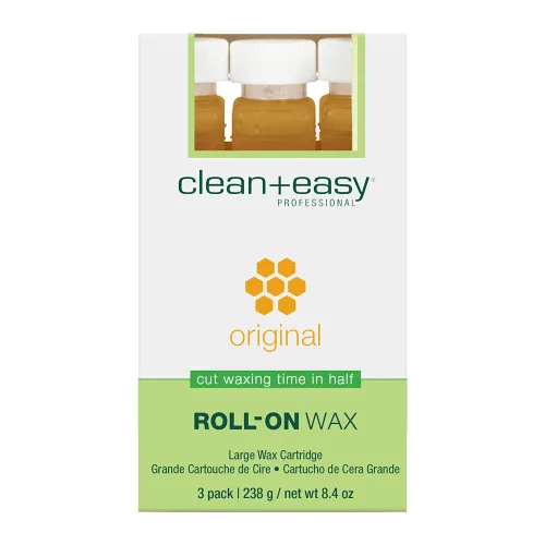 Clean + Easy Cera original Roll On – Cartucho de recarga de cera suave grande para depilación suave en piernas, brazos y cuerpo, paquete de 3