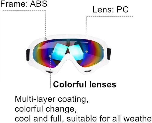 Miniatura 4 de LJDJ Gafas de esquí para motocicleta, gafas de snowboard, juego de 2 – Dirt Bike ATV Motocross anti-UV ajustables para montar fuera de carretera