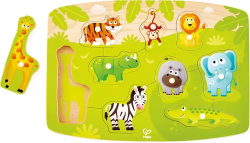 Hape Jungle Peg Puzzle Multicolor, L: 11.6, W: 0.7, H: 8.2 pulgadas
