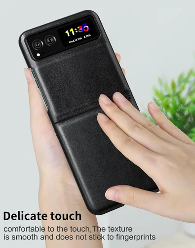 Miniatura 4 de Funda delgada para Motorola Razr 2023, [piel + parte trasera de policarbonato duro] [soporte de carga inalámbrica] Funda protectora ultrafina a