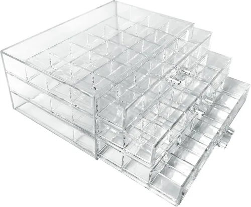Miniatura 3 de Organizador de uñas de 3 niveles para 72 celosías y almacenamiento de acrílico transparente, accesorios de joyería de uñas, estuche
