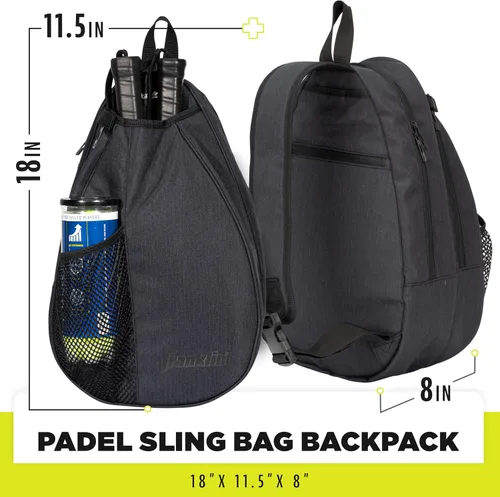 Miniatura 2 de Franklin Sports Padel Bag - Men's + Women's Paddle Tennis Padel Sling Bag Backpack - Adjustable Size Equipment Bag for Padel + Paddle Tennis Gris