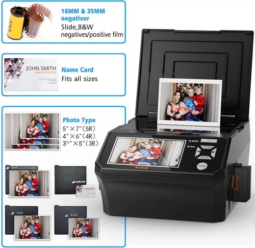 Miniatura 4 de Foto, tarjeta de identificación, escáner de diapositivas y negativos con pantalla LCD grande de 5 pulgadas, digitalizador de película
