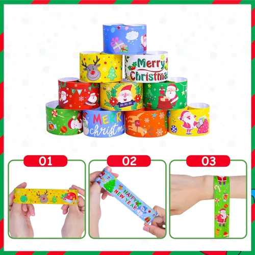 Miniatura 6 de MGparty 72 pulseras de Navidad con bofetadas, juguetes para niños, regalos de fiesta de Navidad, regalos de cumpleaños (Navidad)