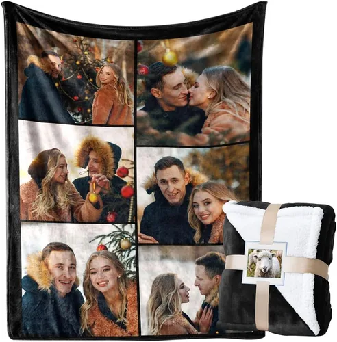 Miniatura 30 de Manta personalizada con imagen, manta de forro polar Sherpa personalizada, manta gruesa y cálida de felpa, personalizada para pareja, novia, novio