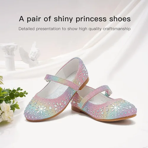 Miniatura 3 de Furdeour Girls Dress Shoes Mary Jane Flower Wedding Party Bridesmaids Shoes Glitter Princess Ballet Flats for Kid Toddler