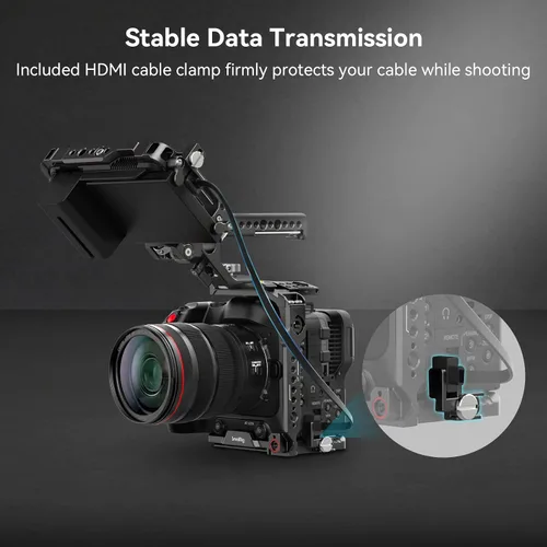 Miniatura 4 de SmallRig Kit de mano de jaula para cámara EOS C70 para Canon con mango superior NATO, abrazadera de cable para HDMI, placa superior, placa lateral