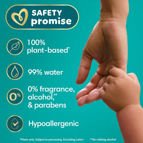 Miniatura 7 de Pampers Toallitas Ultraclean para bebés (anteriormente "libres y suaves"), 99% de agua, hipoalergénicas, sin perfume, 100% a base de plantas, sin