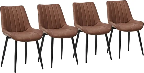 Miniatura 14 de CLIPOP Juego de 2 sillas de comedor, sillas de comedor de piel sintética con asiento tapizado, cojín cómodo con respaldo alto, patas de metal, silla