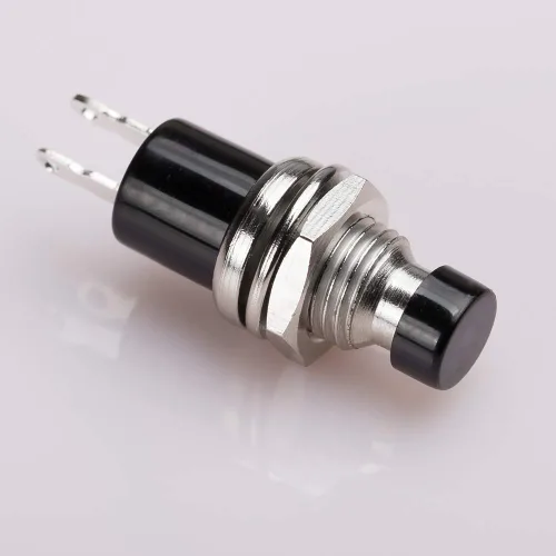 Miniatura 5 de Clyxgs Interruptor de botón momentáneo, SPST Interruptor NC cerrado normal de 2 pines Mini Micro 1A 250V AC Negro+Tapa Roja 30 PCS