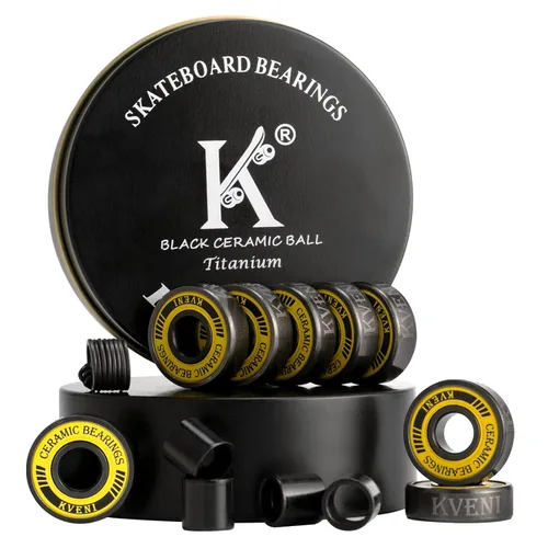 Rodamientos para patineta de alta calidad, rodamientos largos 608rs de cerámica negra, revestimiento de titanio, rodamientos ABEC de giro rápido de
