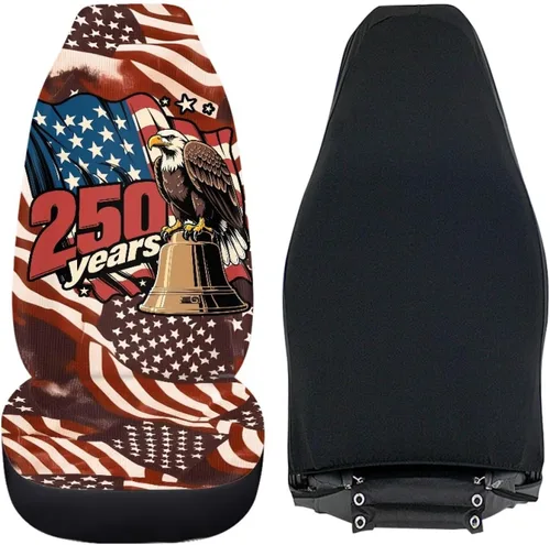 Miniatura 4 de 250 Years Car Seat Covers Set of 2 Eagle Flag Car Seat Cover Protector Front Seats Patriotic Auto Interior Accessories Stretch Polyester Fabric