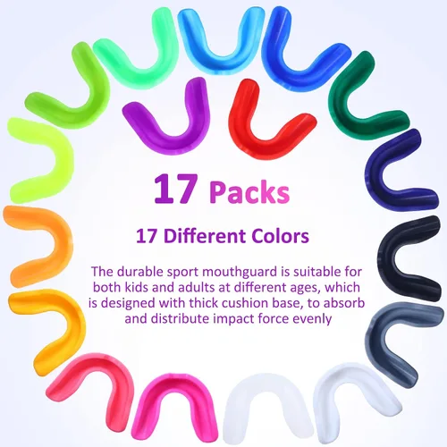 Miniatura 2 de Boao Paquete de 17 protectores bucales para niños y jóvenes, para deportes, niños y niñas, con funda para fútbol, lacrosse, baloncesto, boxeo