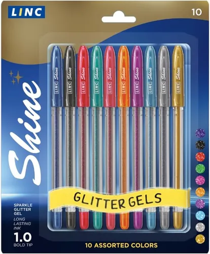 Paquete de 10 bolígrafos de gel con purpurina Shine - Surtido