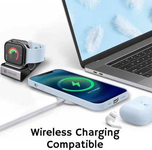 Miniatura 6 de IceSword Compatible con iPhone 13 Pro Max, funda protectora delgada de silicona líquida para teléfono, suave mate lindo para hombres y mujeres, Azul