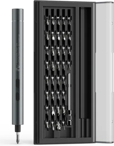 iFu Mini destornillador eléctrico, juego de destornilladores de precisión 42 en 1 - Pequeño destornillador eléctrico inalámbrico con luz LED y 37