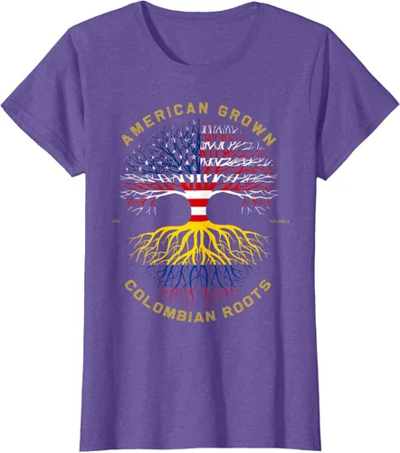 Miniatura 20 de Camiseta de regalo con la bandera de Estados Unidos con árbol de raíces colombianas