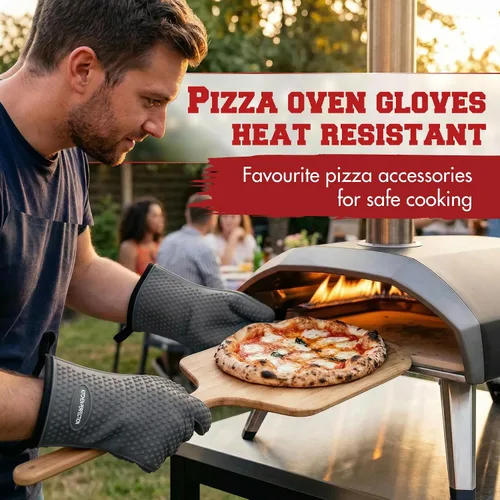 Miniatura 2 de KITCHEN PERFECTION Guantes de silicona para horno de pizza, guantes extremadamente resistentes al calor para hornos de pizza al aire libre e
