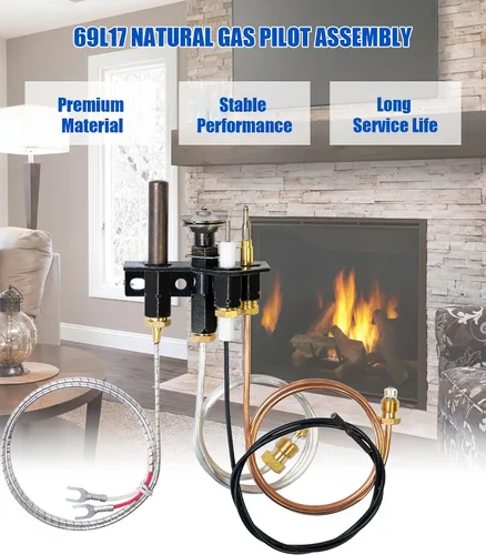 Miniatura 6 de 69L17 Conjunto de Piloto para Chimenea de Gas Natural, Reemplaza 69L1701, 904405, J4117, Reemplazo de Piloto NG SIT para Chimeneas y Estufas IHP