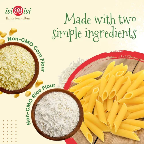 Miniatura 3 de isiBisi Pasta Penne Rigate sin gluten, 2 libras, fideos artesanales de maíz y arroz - Vegana, sin OMG, fabricada en Italia