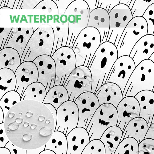 Miniatura 3 de Cortina de ducha de fantasma, tela impermeable con ganchos, 72 x 72 pulgadas, perfecta para decoración de baño de Halloween Cortina de ducha