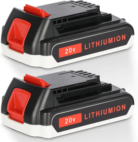 JYJZPB Paquete de 2 baterías de repuesto de 3000 mAh compatibles con batería de litio Black and Decker de 20 V LB20 LBX20, para Black+Decker LBXR20