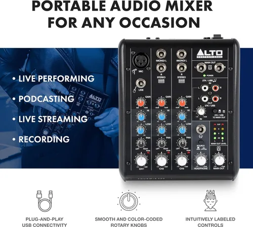 Miniatura 2 de ALTO TrueMix 500 Mezclador de Audio con Entrada XLR para Micrófono e Interfaz de Audio USB para Podcasting, Actuación en Vivo, Transmisión