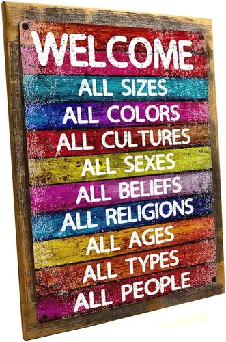Miniatura 3 de Cartel de metal decorativo "All Welcome".