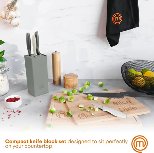 Miniatura 3 de MasterChef Juego de Bloque de Cuchillos de 6 Cuchillos de Cocina, Cuchillas de Acero Inoxidable Extra Afiladas para Corte Profesional con TIERRA